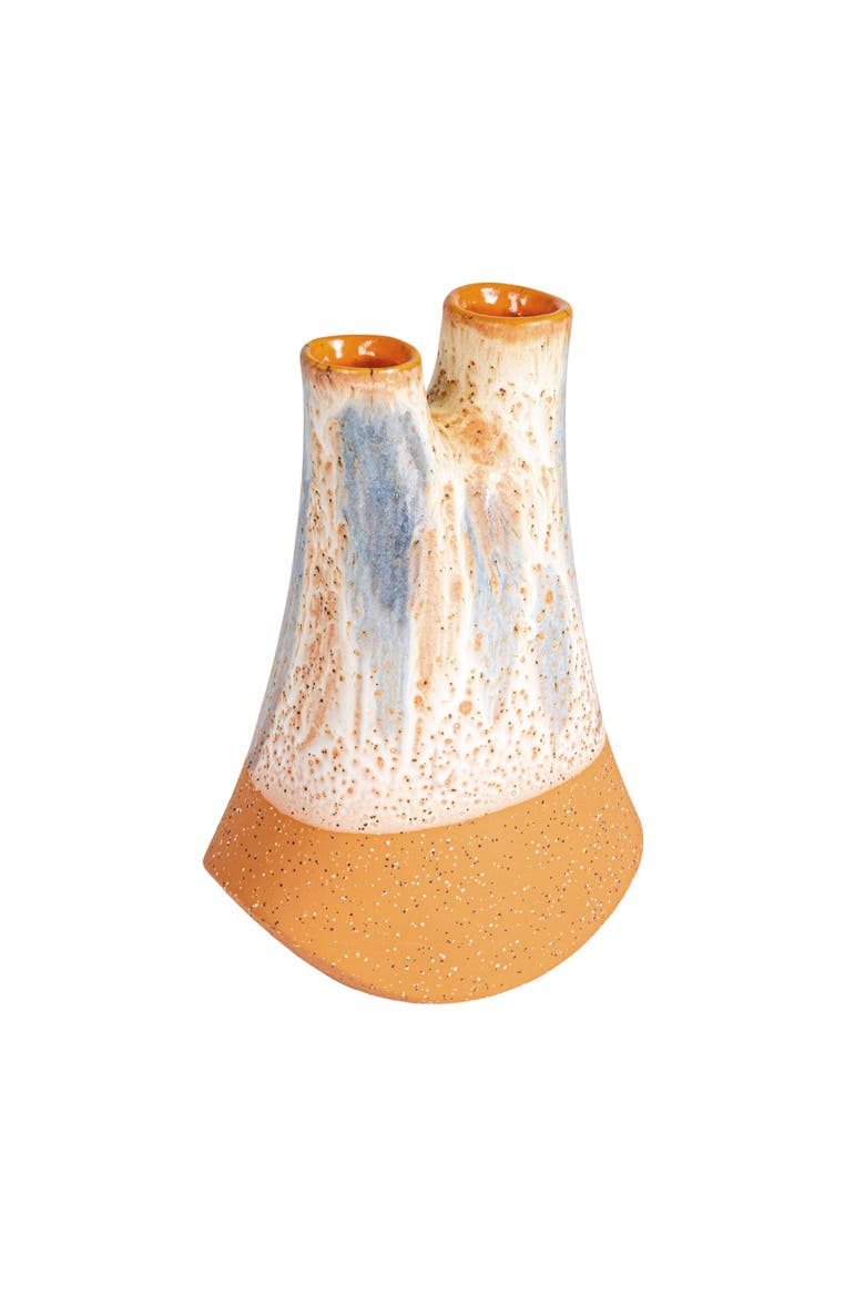 Chromatic Harmony Stoneware Vase with 2 Openings, Multicolor, Main, color, Multicolor