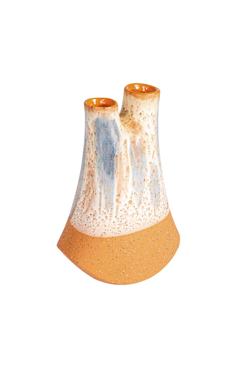 Storied Home Chromatic Harmony Stoneware Vase with 2 Openings, Multicolor, Main, color, Multicolor
