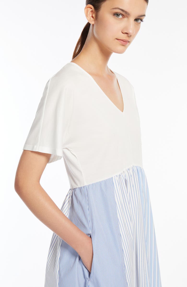 Weekend Max Mara Bronzo Mixed Media Dress, Alternate, color, White/ Blue