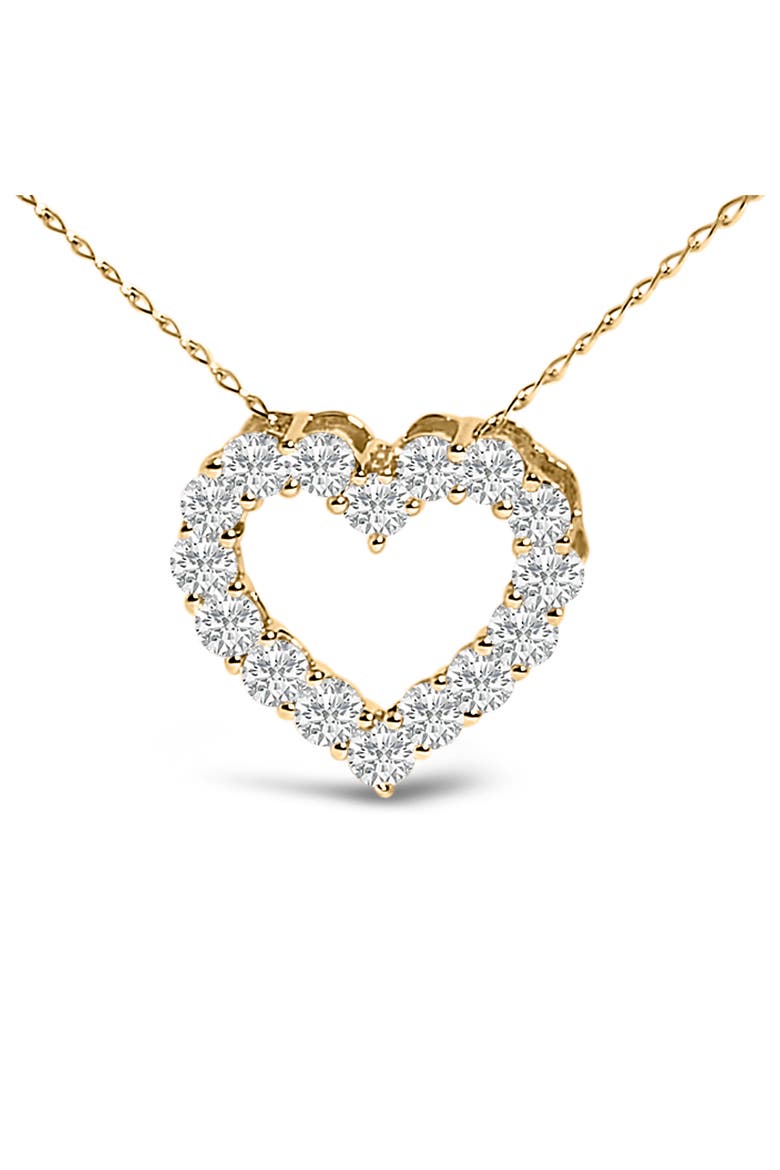 14K Gold 1/2 Carat Lab Grown Diamond Heart Shape Pendant Necklace, Alternate, color, Yellow