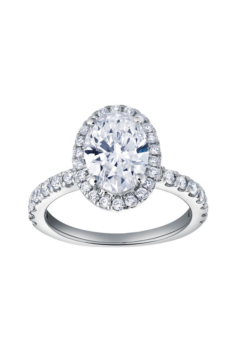 Laurentia 14K White Gold Oval Lab Grown Diamond Halo Engagement Ring - 1.95 Ct, Main, color, 14K White Gold
