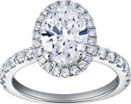 LuvMyJewelry Laurentia 14K White Gold Oval Lab Grown Diamond Halo Engagement Ring - 1.95 Ct
