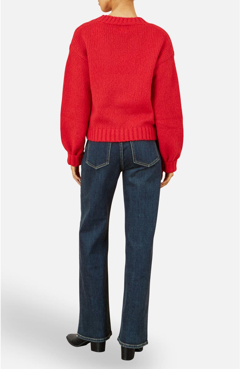 Yumi Hand Embroidered Chunky Knitted Cardigan, Alternate, color, Red