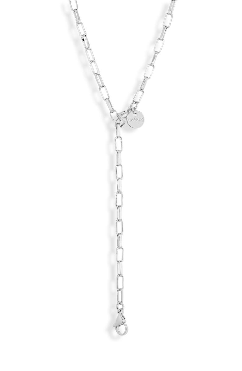 THE SIS KISS Chelsea Lariat Chain Necklace, Main, color, Silver