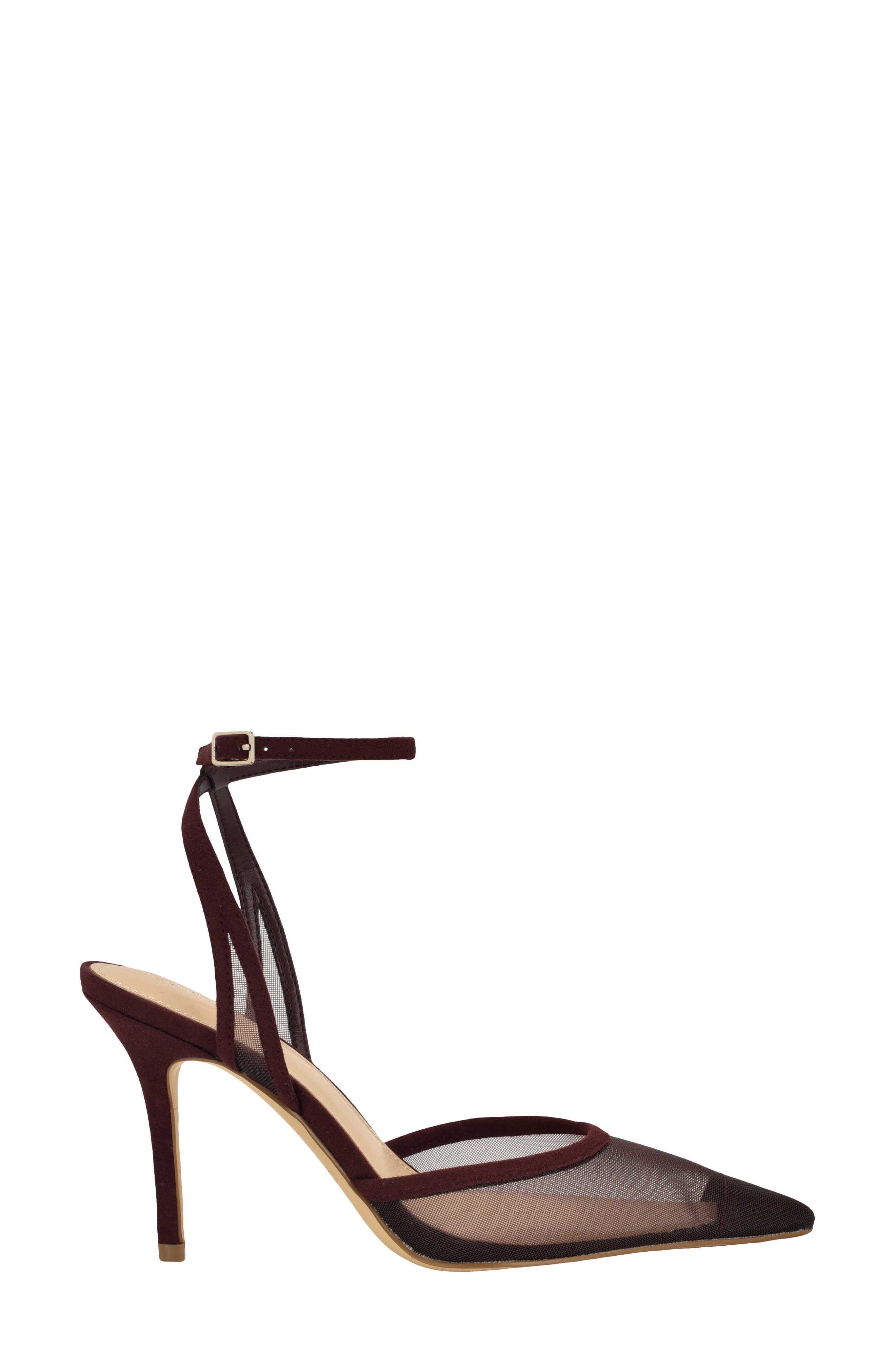 Ozala Ankle Strap Pump, Alternate, color, DARK RED MESH