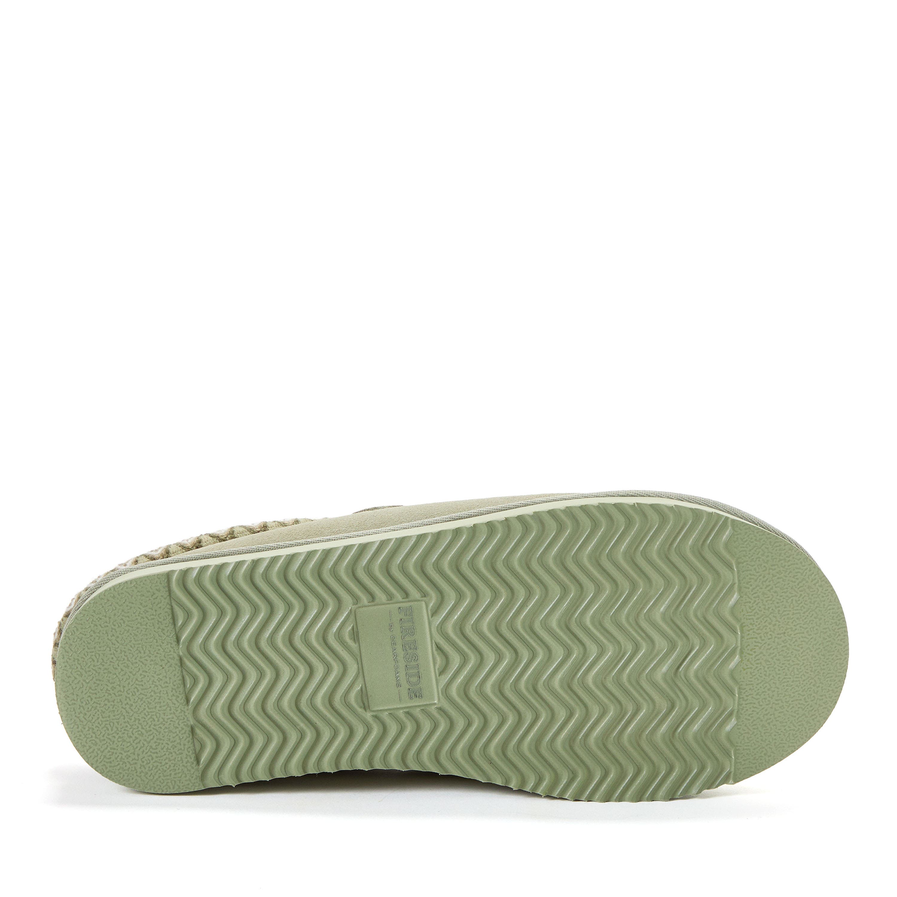 DEARFOAMS Fireside Grafton Genuine Shearling Clog Slipper with Embroidery, Alternate, color, Seagrass