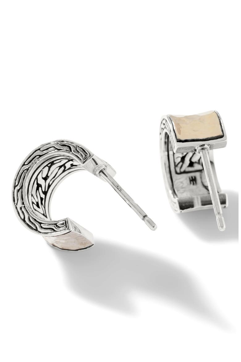 Classic Chain Hammered Huggie Hoop Earrings, Alternate, color, SILVER AND GOLD