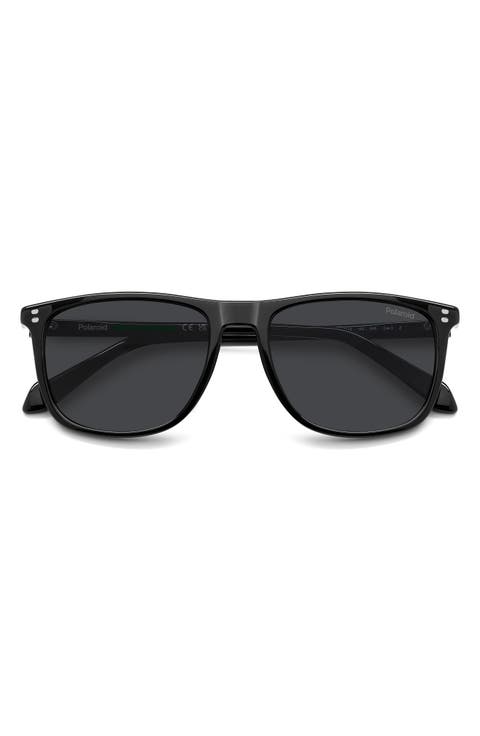 55mm Polarized Rectangular Sunglasses