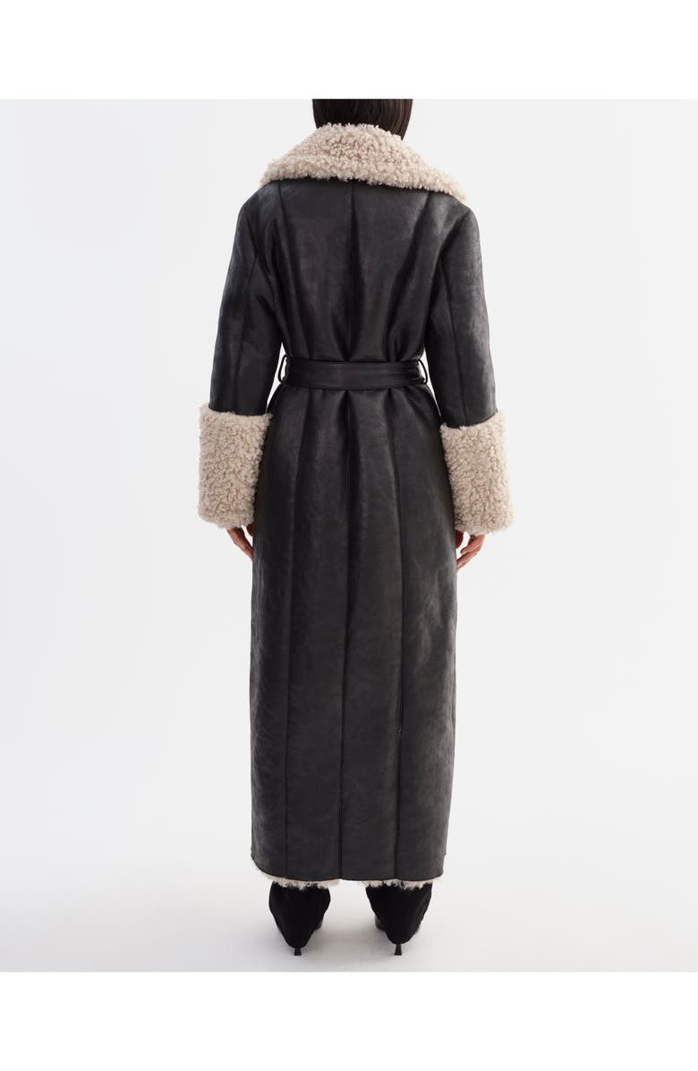 LAMARQUE Polly | Mixed Media Maxi Coat, Alternate, color, Black/Beige