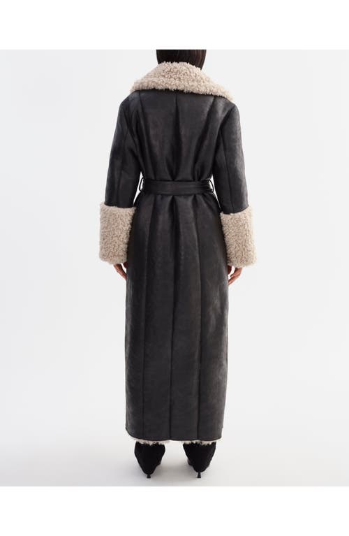Lamarque Polly | Mixed Media Maxi Coat In Black