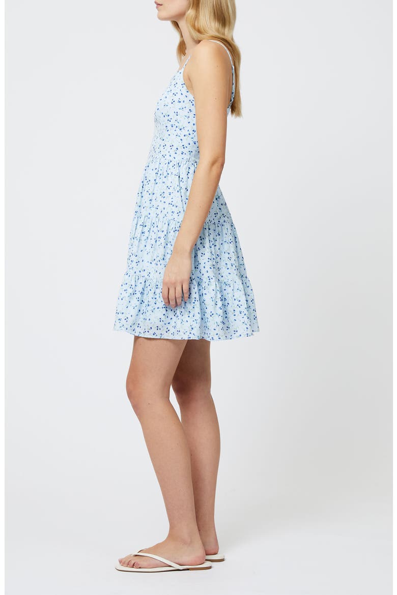 Kiva Tiered Crepe Minidress, Alternate, color, ICY BLUE MULTI