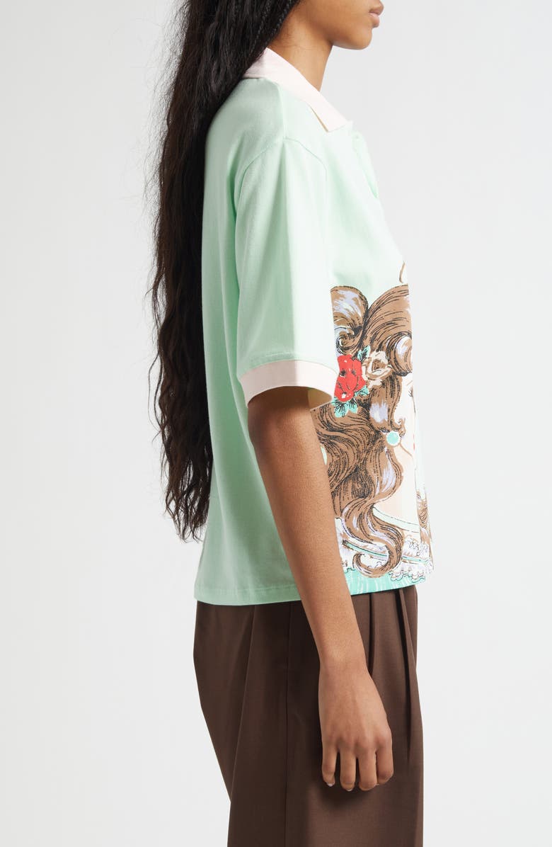 Ashley Williams Lady Print Oversize Cotton Polo, Alternate, color, Mint