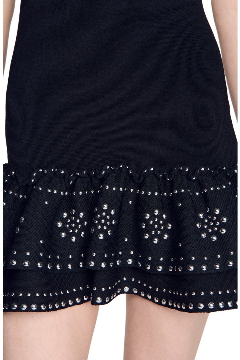Short knit dress with studs, Alternate, color, Black