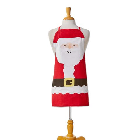 Santa Kids Cooking Apron - Red Cotton for Christmas Fun!