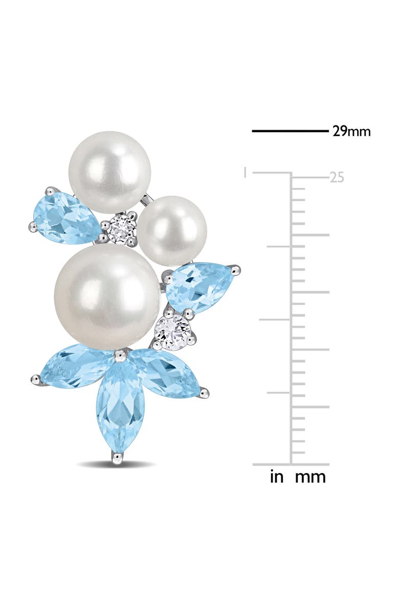 Cultured Freshwater Pearl and Blue Stone Drop Earrings, Alternate, color, BLUE