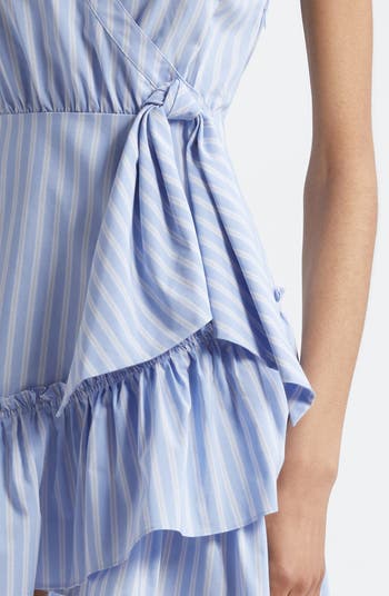 Lila Stripe Asymmetric Ruffle Minidress