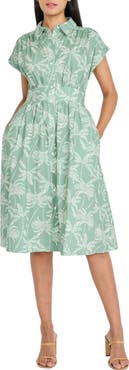 Maggy London Cap Sleeve Stretch Cotton Midi Shirtdress