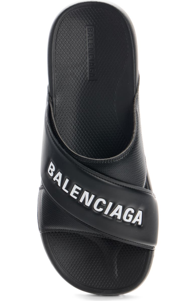 Balenciaga Sporty Logo Slide, Alternate, color, Black/ White