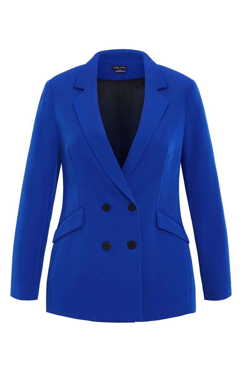 City Chic Alexis Oversize Double Breasted Blazer, Alternate, color, Cobalt