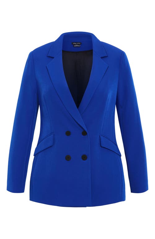 City Chic Alexis Oversize Double Breasted Blazer In Blue