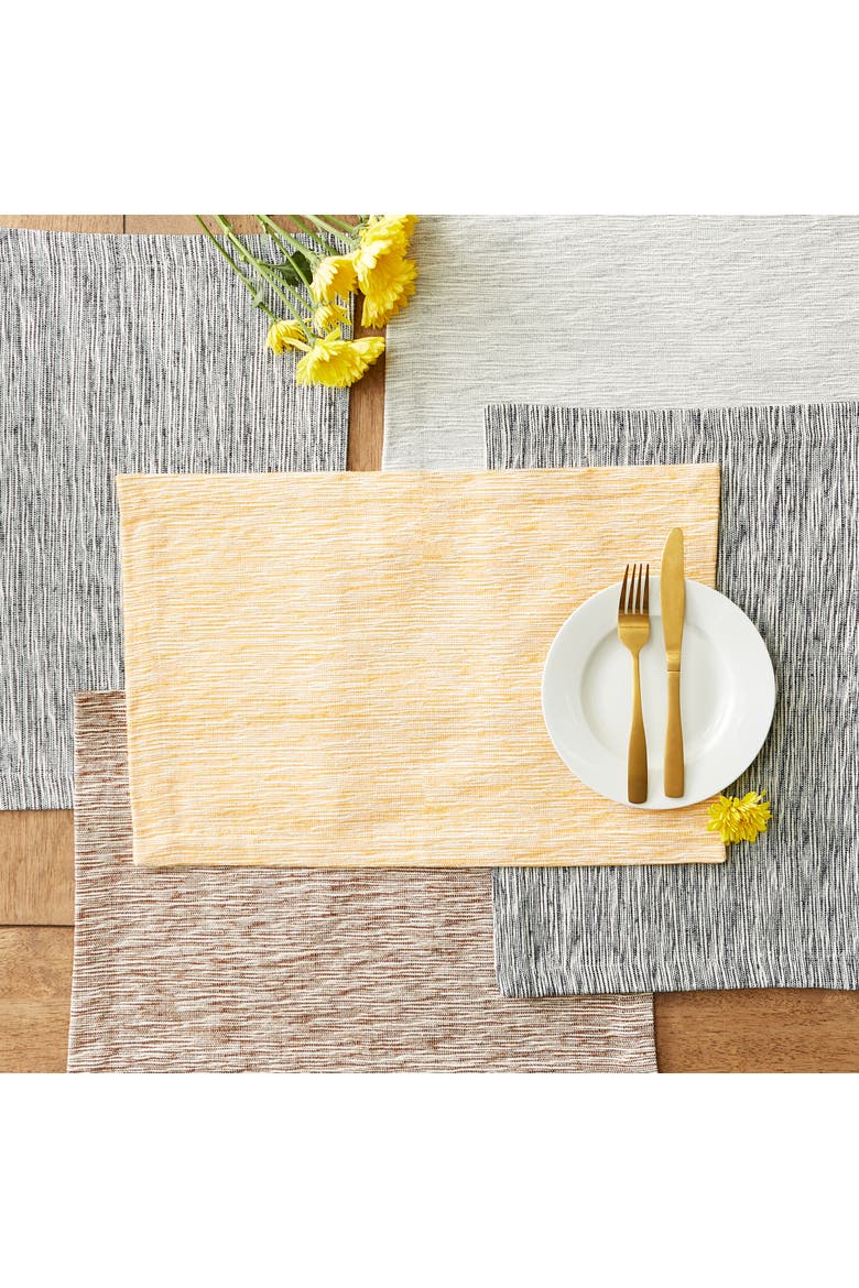 Tonal Recycled Cotton Slubby Rib Placemat Set/6, Alternate, color, Black/Off-White