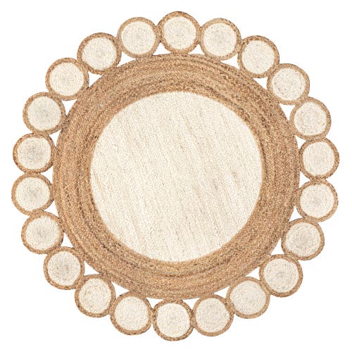 Jonathan Y Skye Two-tone Jute Circle Border Cream/natural Round Area Rug In Cream/natural