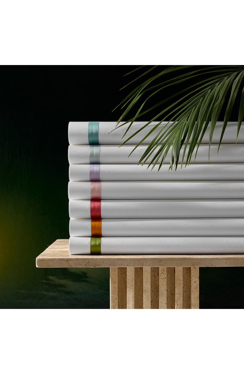 Matouk Lowell 600 Thread Count Flat Sheet, Alternate, color, Azure