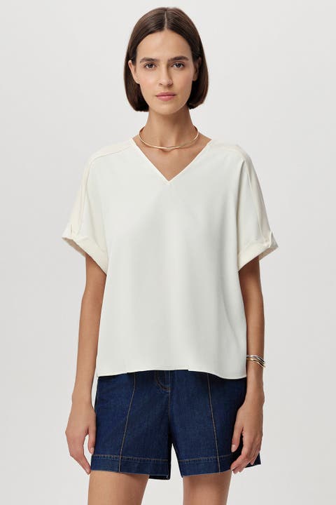Alette V Neck Short Sleeve Blouse