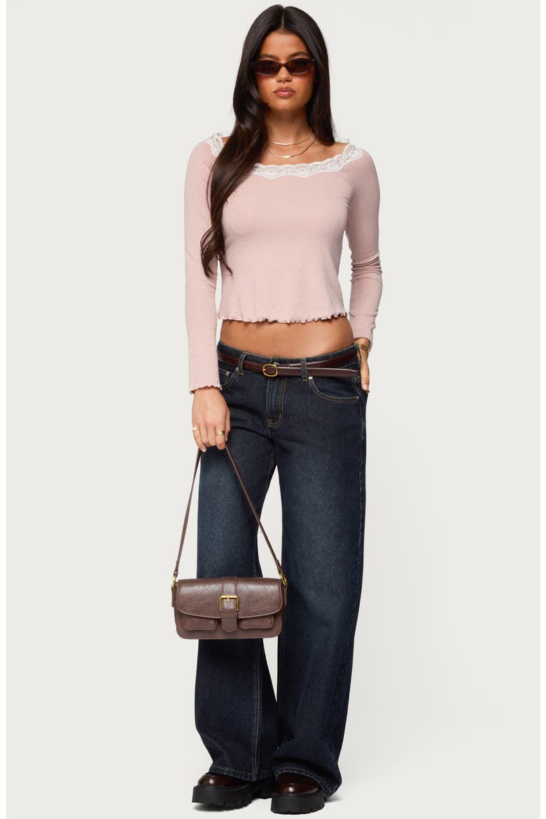 Emmery Lacey Boat Neck Crop Top, Alternate, color, MAUVE