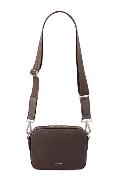 Sandro Small Synthetic Leather Bag In Chocolate