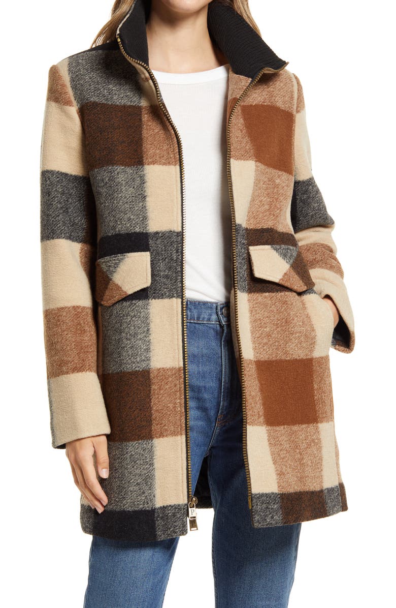 Pendleton Women's Camden Plaid Wool Blend Zip Coat, Main, color, 