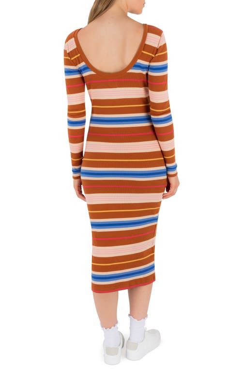 Hurley Just A Girl Long Sleeve Knit Midi Dress In Multi