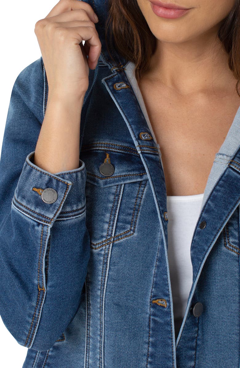 Liverpool Los Angeles Hooded Cotton Blend Denim Trucker Jacket, Alternate, color, 