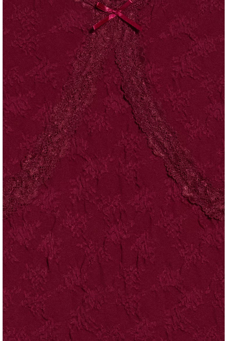 Kids' Lace Trim Long Sleeve Top, Alternate, color, BURGUNDY