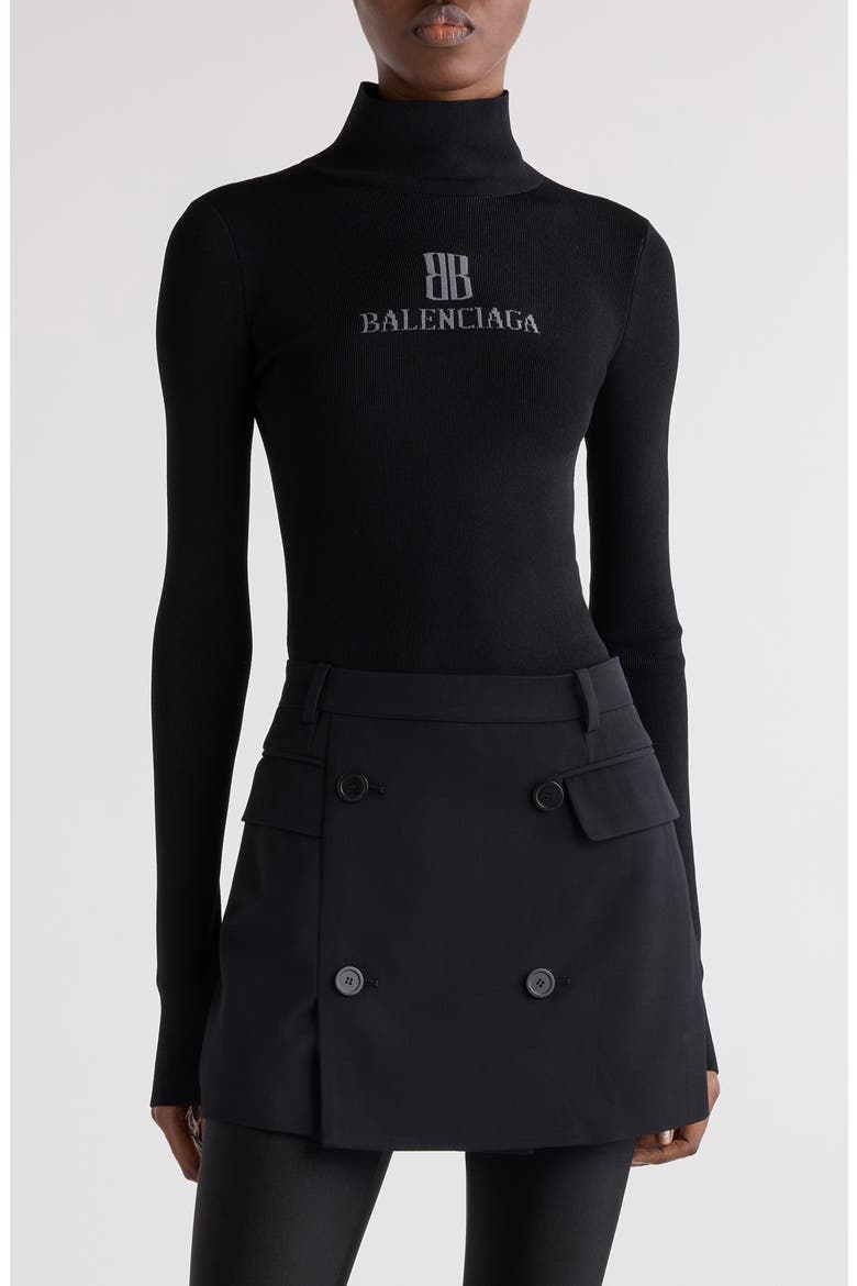 Nano Logo Rib Turtleneck Sweater, Main, color, 1369 BLACK/ DARK GREY