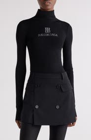 Balenciaga Nano Logo Rib Turtleneck Sweater