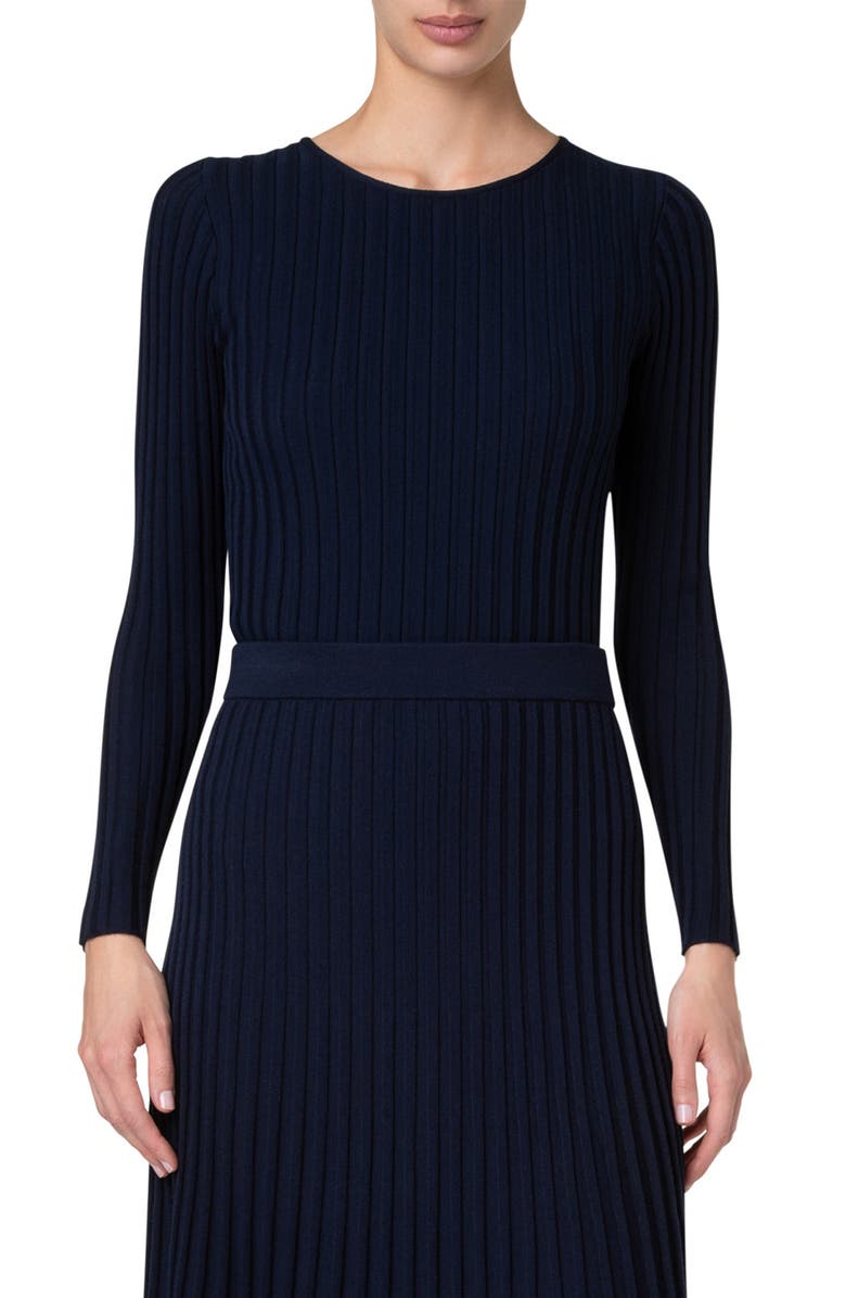 Akris punto Wool Rib Crewneck Sweater, Main, color,