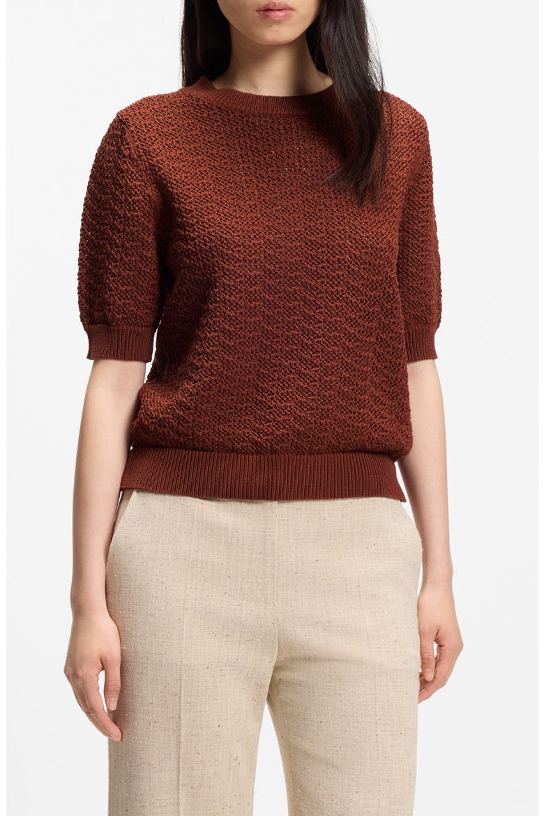 Folearia Short Sleeve Cotton Sweater, Main, color, TORTOISE SHELL