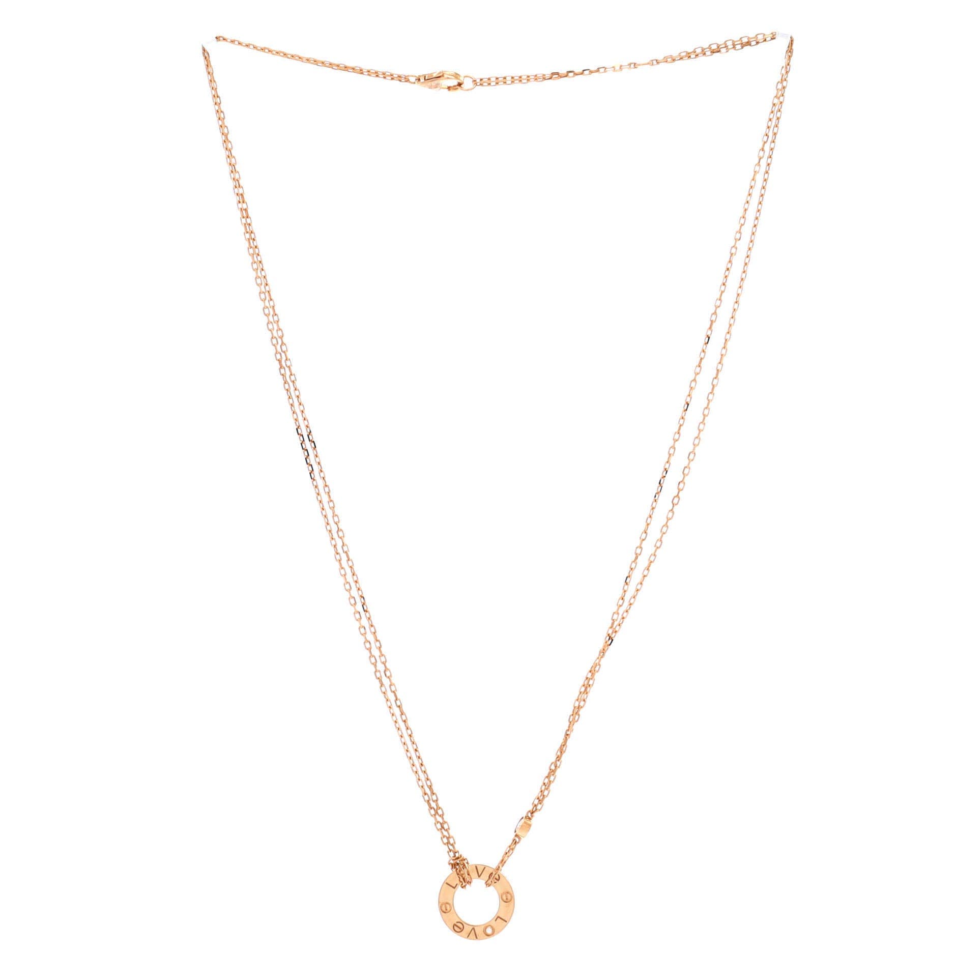 2 Diamonds Love Pendant Necklace 18K Rose Gold and Diamonds, Alternate, color, Metallic Gold