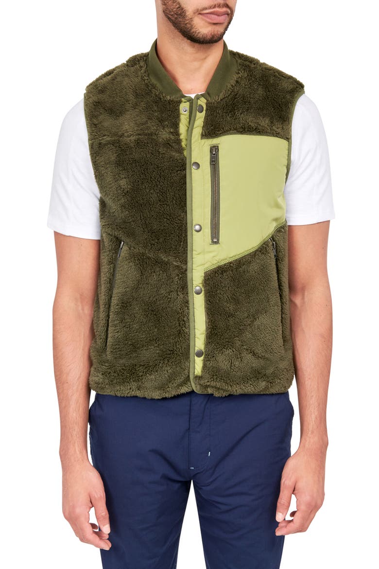 Solid Fuzzy Vest, Main, color, GREEN