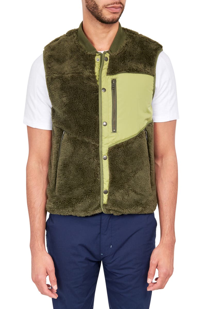 Brooklyn Brigade Solid Fuzzy Vest, Main, color, Green