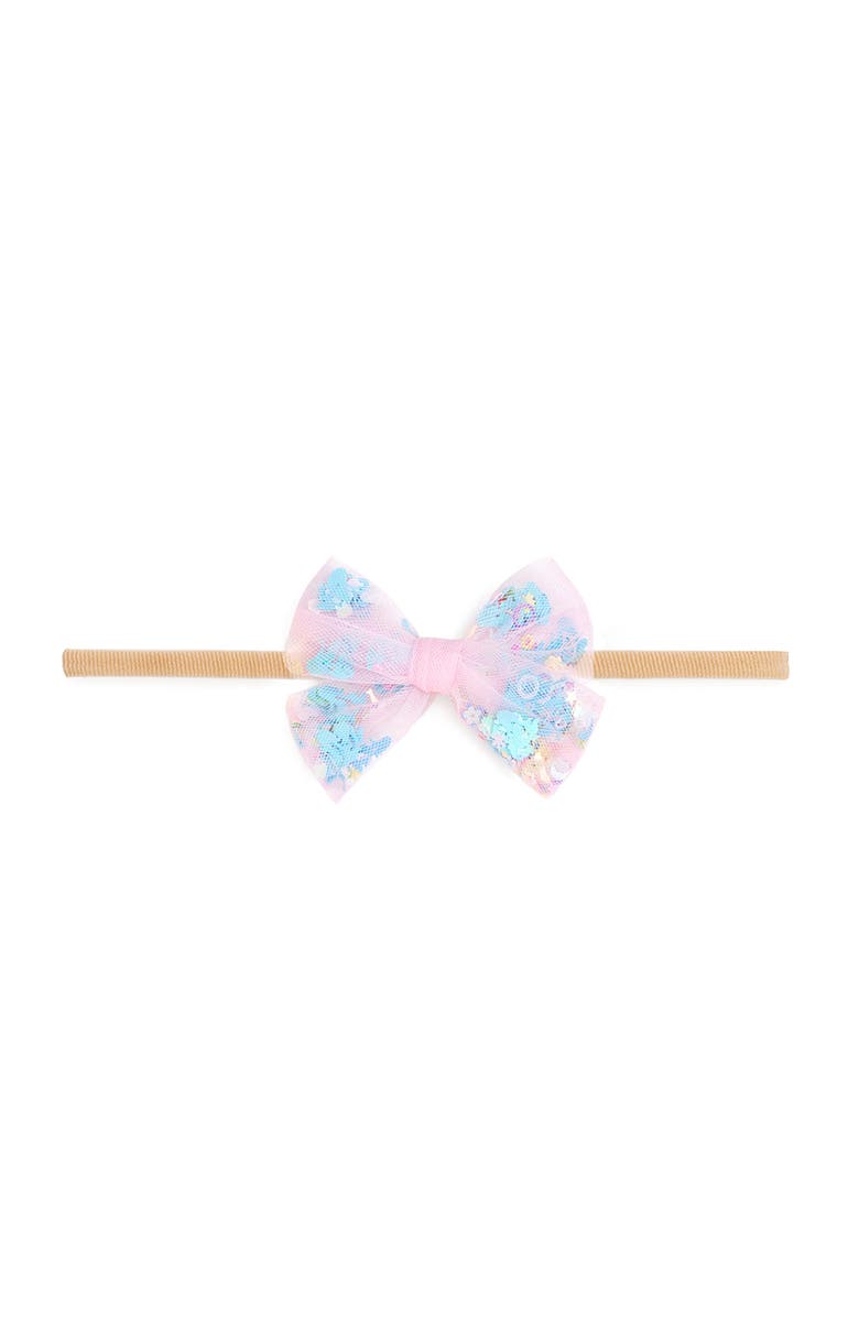 Sweet Wink Mermaid Sequin Bow Baby Headband, Main, color, Pink