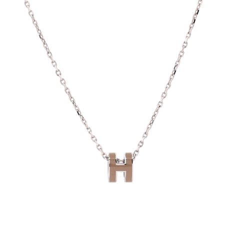 Pop H Pendant Chain Necklace Metal and Enamel Mini