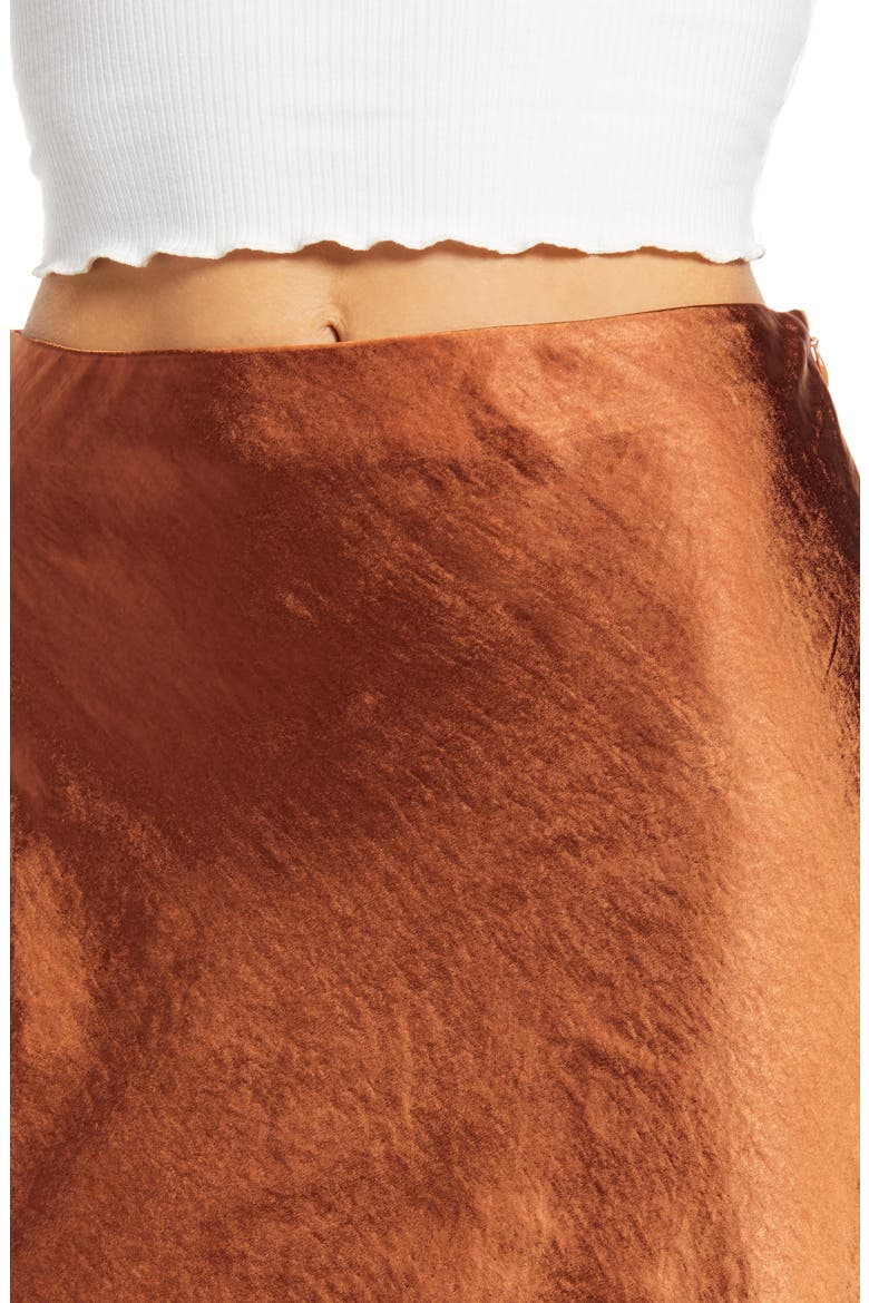 Satin A-Line Midi Skirt, Alternate, color, COCOA