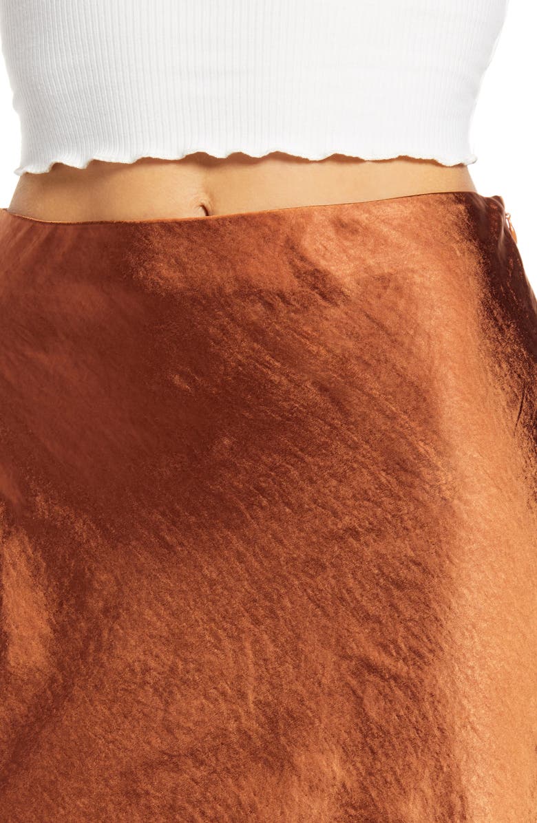 Lulus Satin A-Line Midi Skirt, Alternate, color,