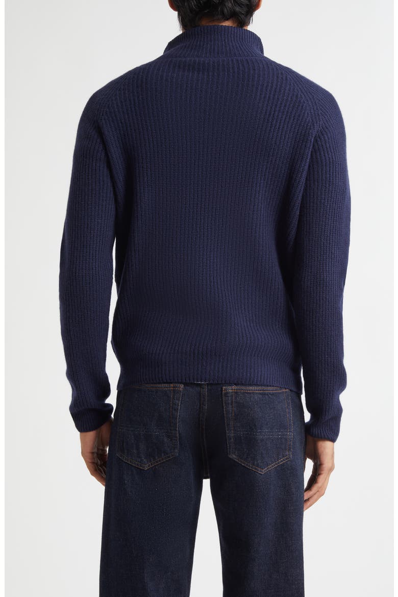 Cashmere & Extrafine Merino Wool Rib Half Zip Sweater, Alternate, color, MIDNIGHT