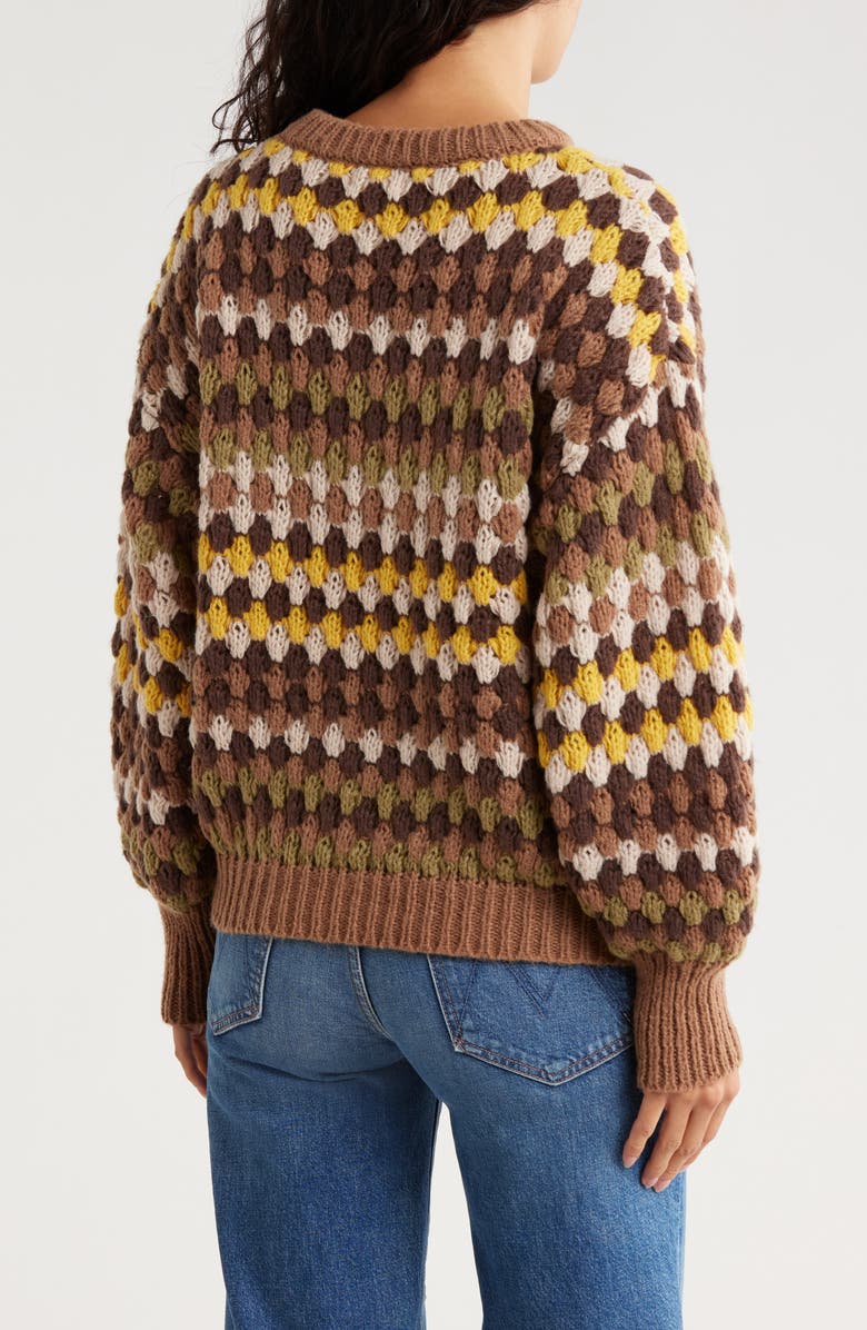 Blu Pepper Multi Color Knit Sweater, Alternate, color, Brown Multi