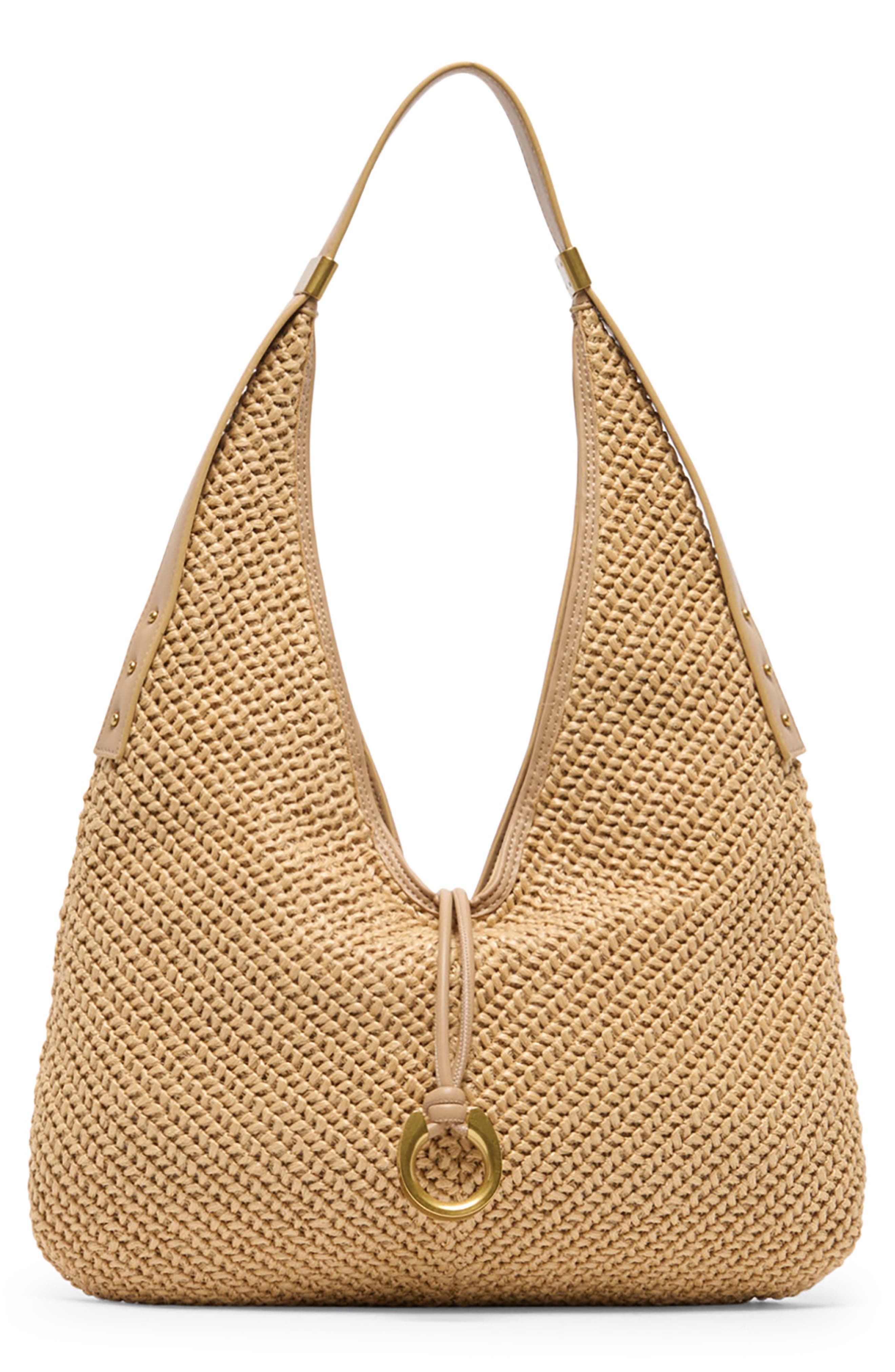 Mercer Raffia Shoulder Bag, Main, color, NATURAL