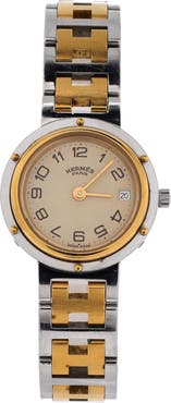 Pre-Owned Hermes Clipper Quartz Watch Stainless Steel with Plated Metal 24