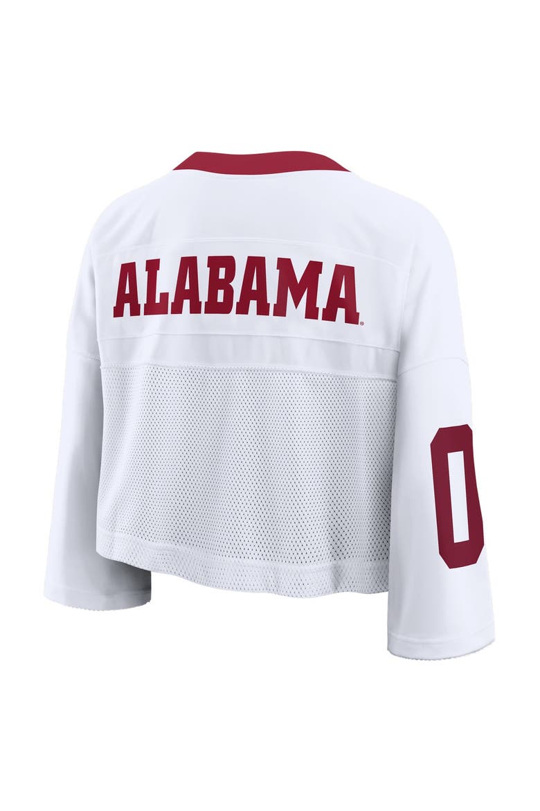 Women's Nike White Alabama Crimson Tide Oversized Logo Cropped Fashion Jersey, Alternate, color, White